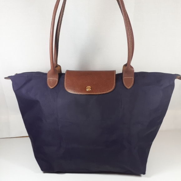 Longchamp Handbags - Longchamp Le Pliage Tote Bag Medium Navy Purple